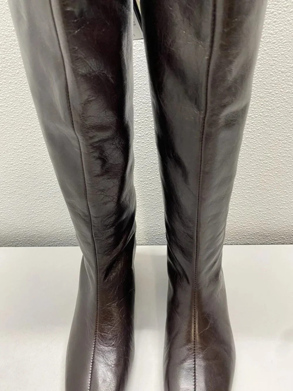 NEW Massimo Dutti Womens Leather Knee High Kitten Heel Square  Boots Size 9 Blac